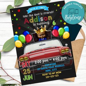 African Boss Baby Drive By Birthday Parade Invitation Printable Instant Download