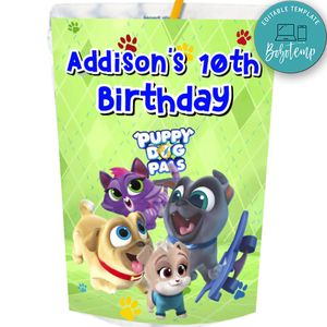 Puppy Dog Pals Capri Sun Birthday Labels Digital File Printable Instant Download