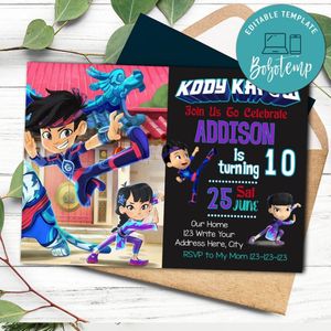 Kody Kapow Birthday Digital Invitation Printable Instant Download