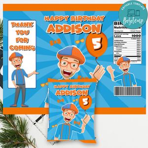 Blippi Chip Bag Digital File Printable Instant Download