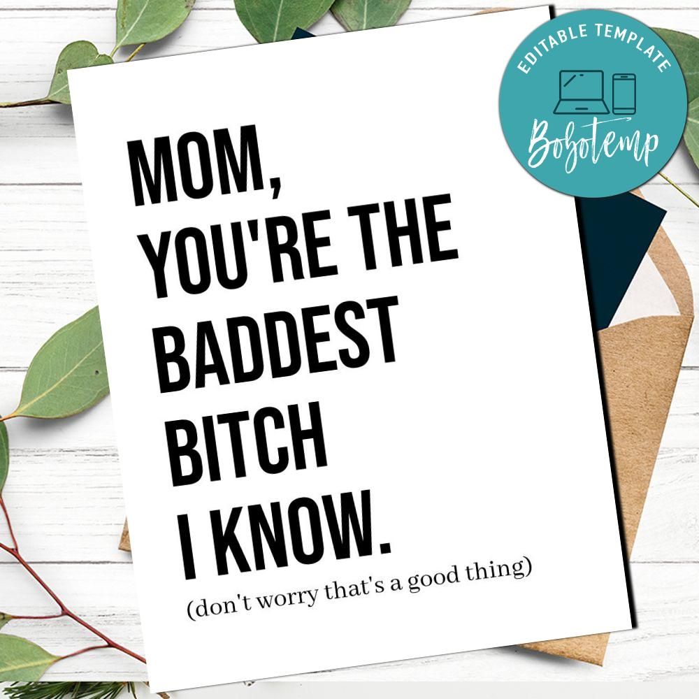 Funny Mother's Day Gift Card for Mom Card Printable DIY | Bobotemp