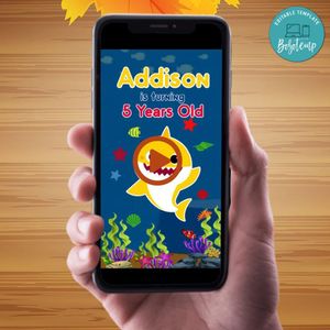 Baby Shark Video Invitation Digital Template Customizable Instant Download