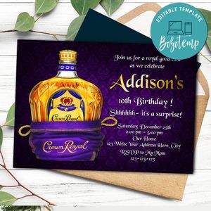 Crown royal Invitation Customizable template Instant Download