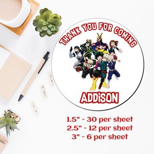 Customized My Hero Academia Printed Happy Birthday Sticker Sheets