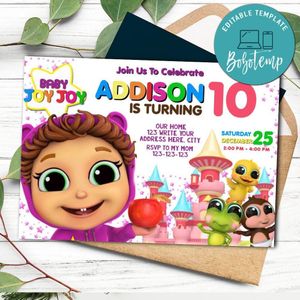 Baby Joy Joy world Invitation Template to Print at Home Instant Download
