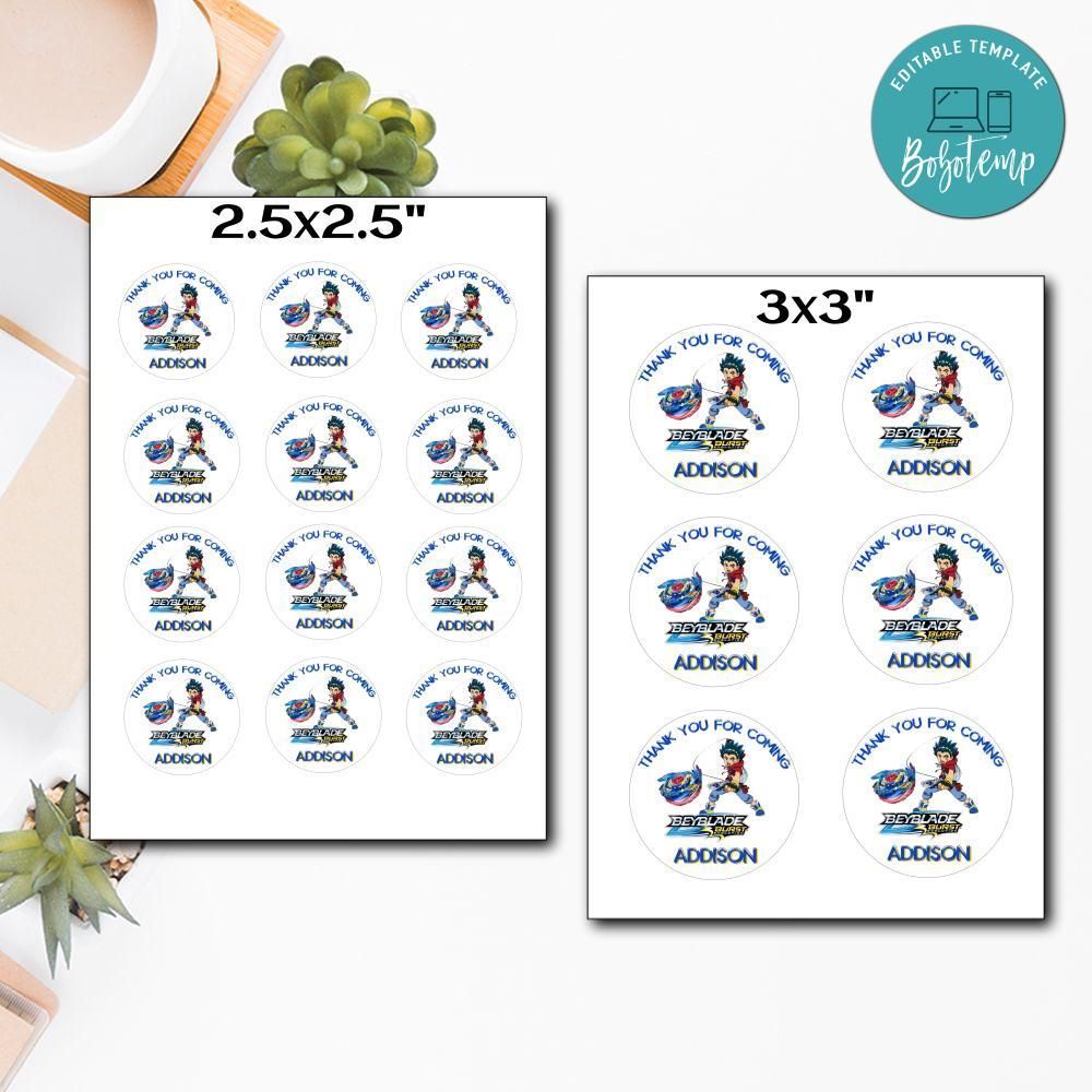 Customized Beyblade Printed Happy Birthday Sticker Sheets