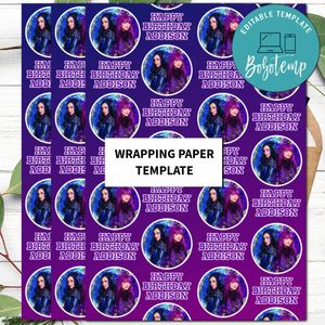 Disney Descendants Gift Wrap Template to Print at Home Instant Download