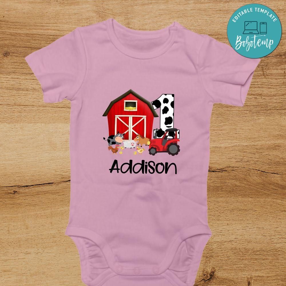 First Birthday Farm Shirt - Personalized One Barn Animals Birthday Boy onesie®