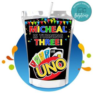 Uno Capri Sun Birthday Labels Digital File Printable Instant Download