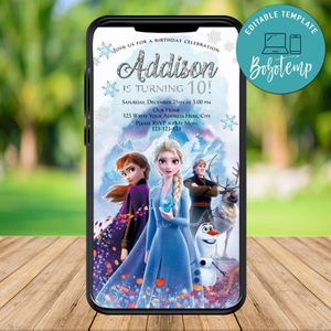 Electronic Frozen 2 Elsa Electronic Invite Invitation Instant Download