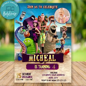 Editable Hotel Transylvania 3 Party Invitation With Photo Instant Download