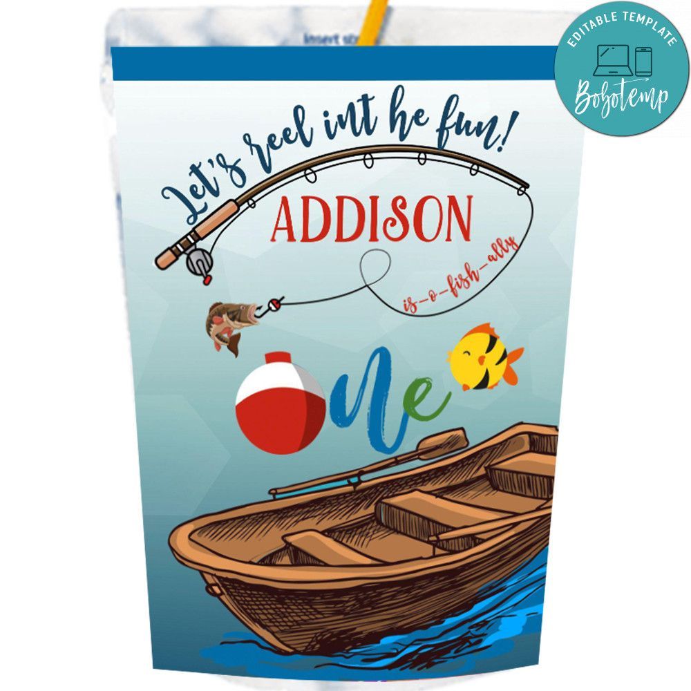 First Fishing Capri Sun Labels Digital File Printable Instant Download