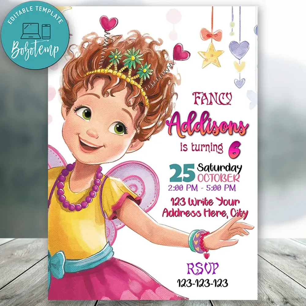 Editable Fancy Nancy Birthday Invitation Instant Download | Bobotemp