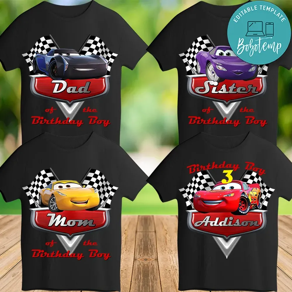 Printable Disney Car 3 Birthday Shirt For Family Digital File Diy