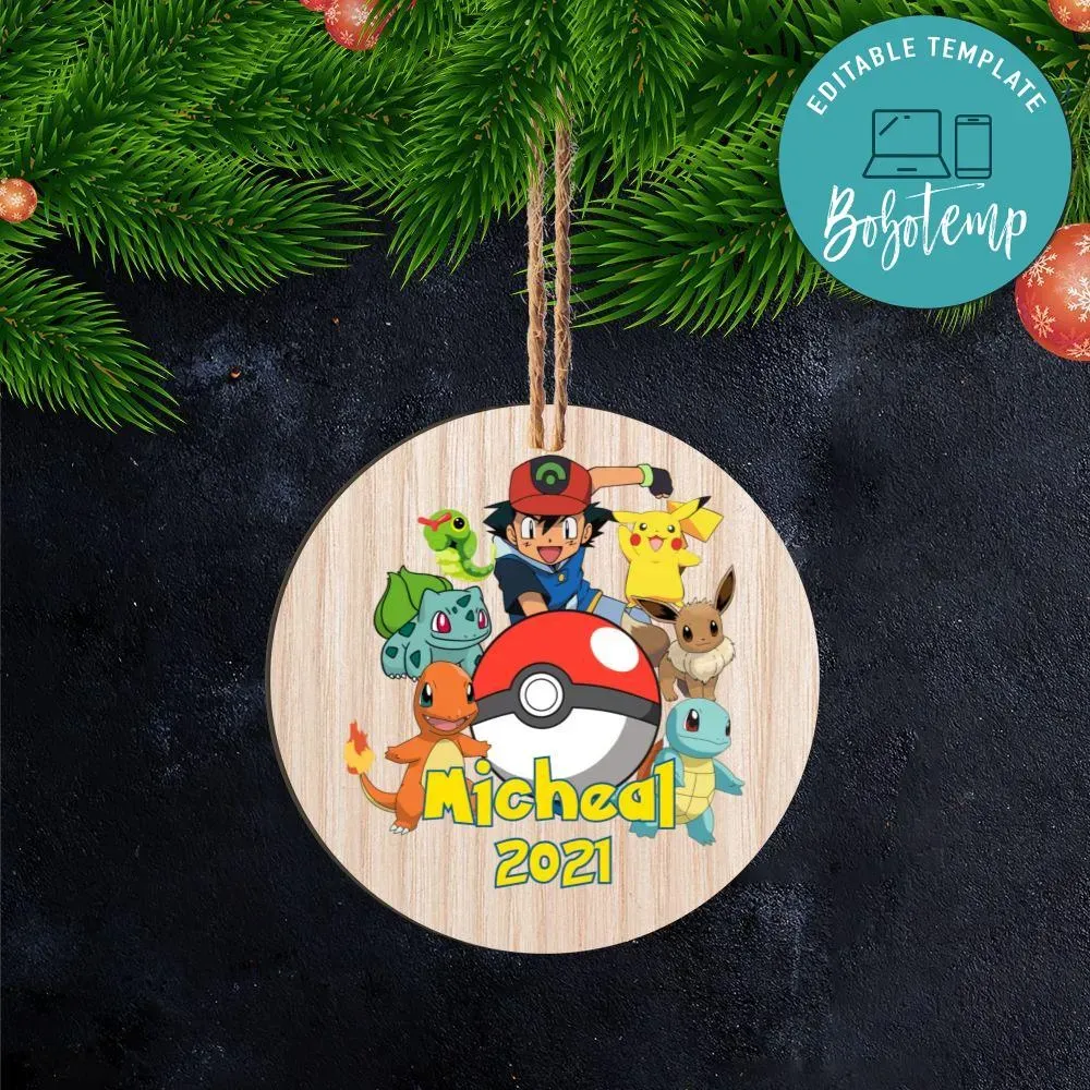 Pokemon Christmas Wood Ornament Gift Createpartylabels