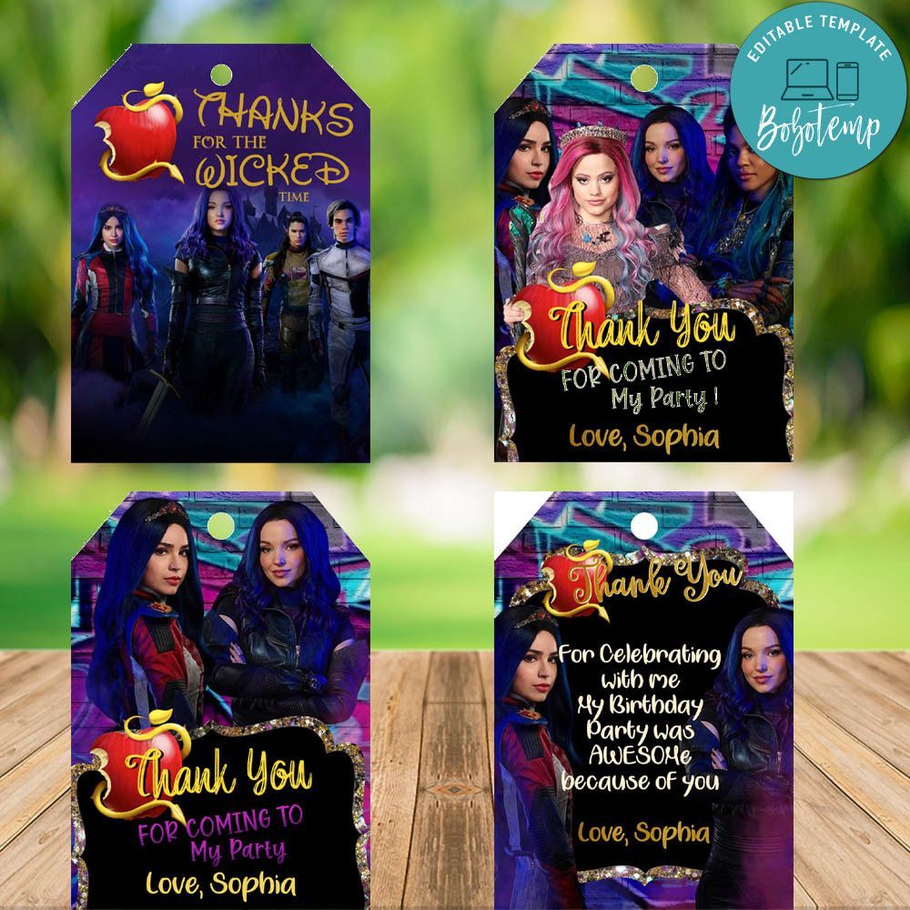 Printable Descendants 3 Thank You Tag For Girl Instant Download