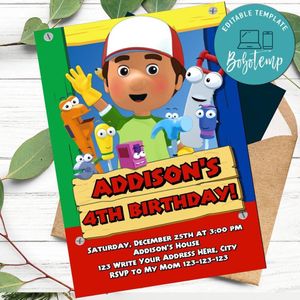 Printable Handy Manny Birthday Flyer Instant Download