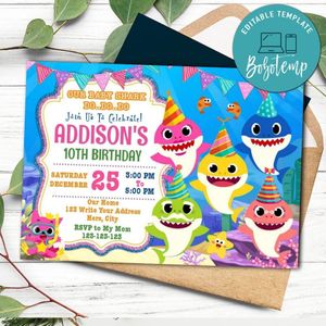 Baby Shark Invitation Customizable template Instant Download