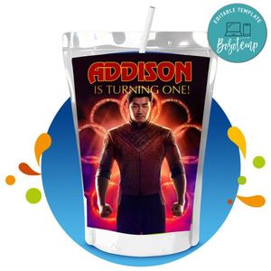 Shang-chi Capri Sun Birthday Labels Digital File Printable Instant Download
