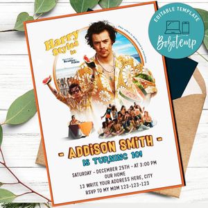 Harry Styles Invitation Customizable Template Instant Download