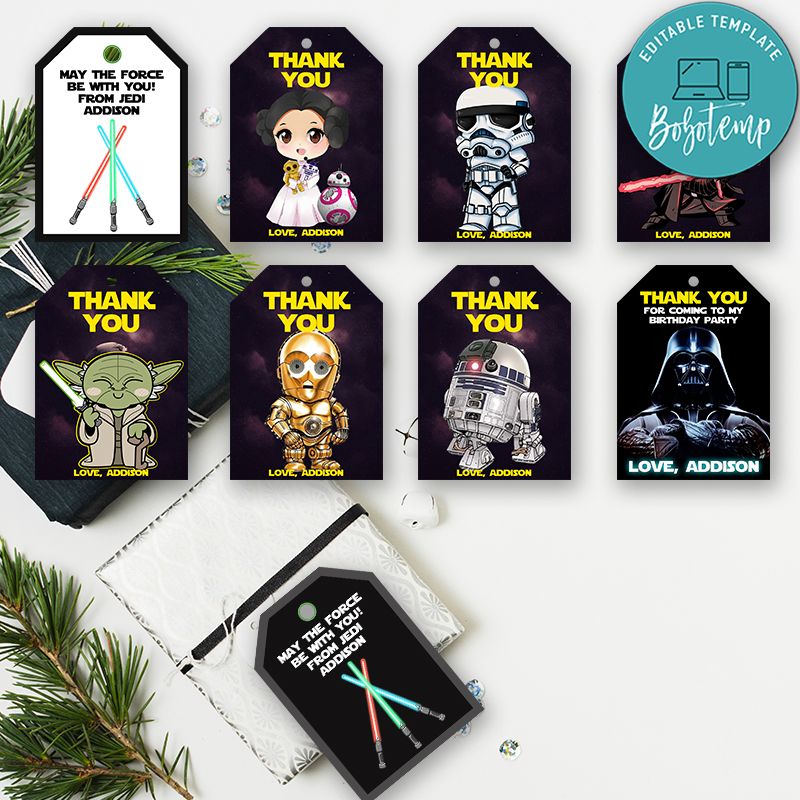 Printable Star Wars Party Thank You Tags Instant Download ...