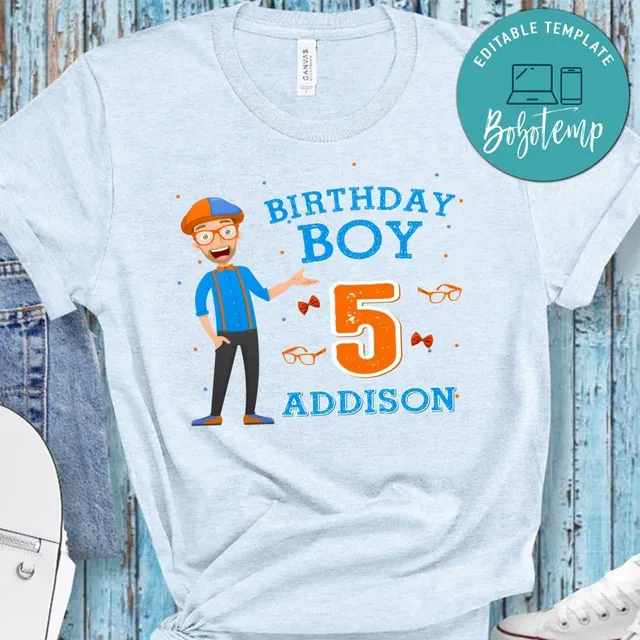 Blippi Birthday Boys T-Shirt - Orange Short Sleeve Toddler & Kids Shirt