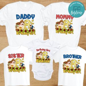 Belle Beauty and The Beast Birthday Family Trip Vacation PNG file template