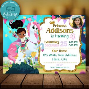 Editable Nella Princess Knight Party Invitation With Photo Instant Download