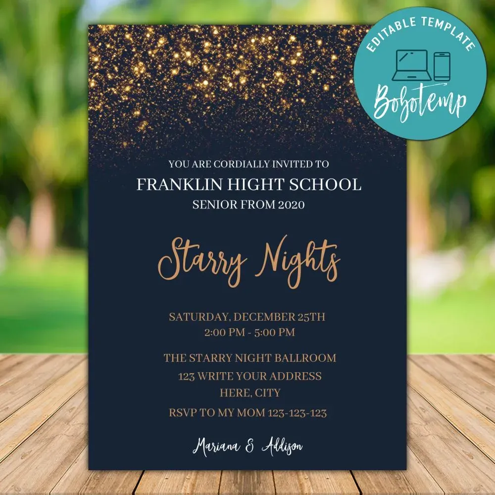 Printable Starry Nights Invitation Template Instant Starry Nights Invitation Template