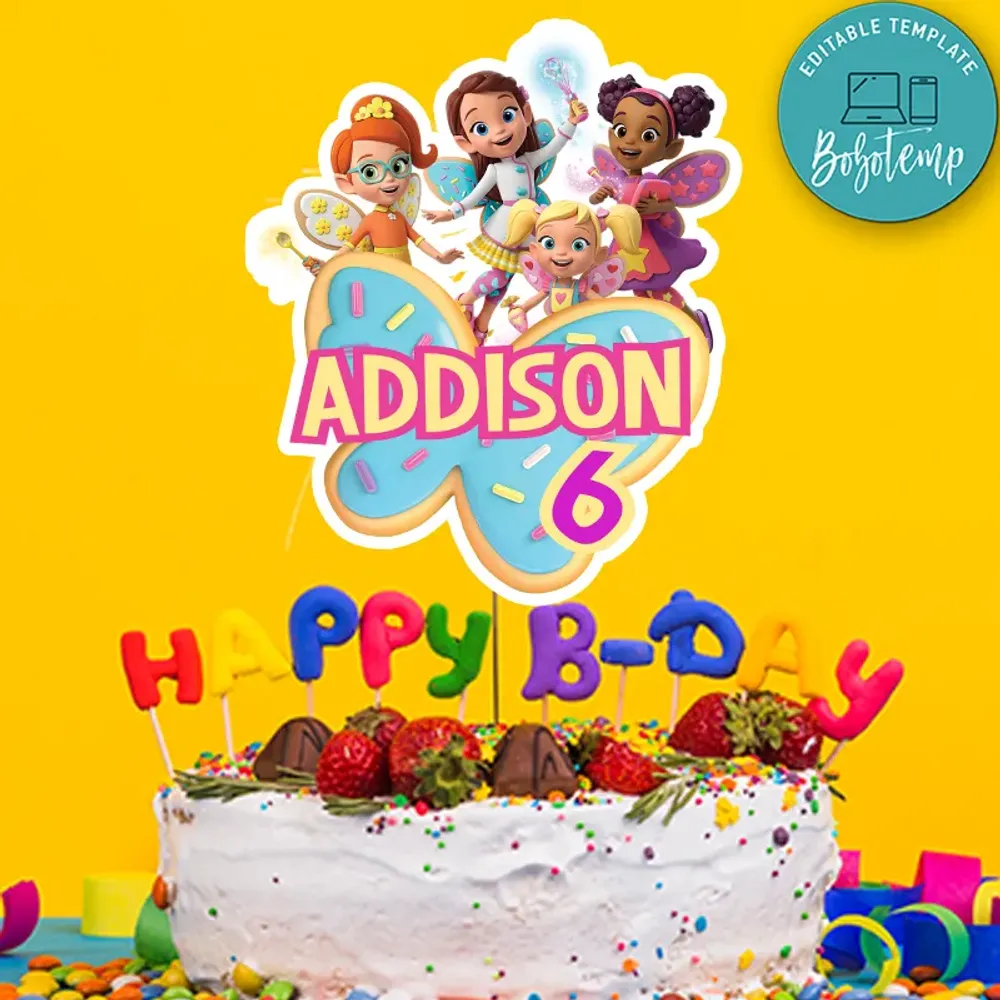 Printable Butterbean S Cafe Birthday Cake Topper Template Diy