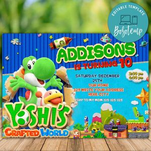 Printable Yoshi's Crafted World Birthday Flyer Instant Download