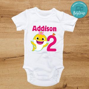 Girl Baby Shark 2nd Birthday PNG file template