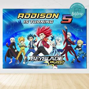 Beyblade Burst Turbo Birthday Backdrop Digital File Template Instant Download