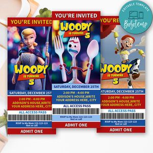Printable Forky Toy Story 4 Birthday Ticket Invitation Instant Download