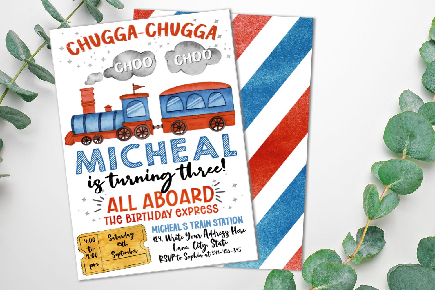 Printable Train Birthday Flyer Steam Engine Train Party | Bobotemp