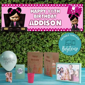 African Girl Boss Baby Birthday Banner Printable Instant Download