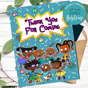 African Rugrats Thank you card Template to Print at Home Instant Download