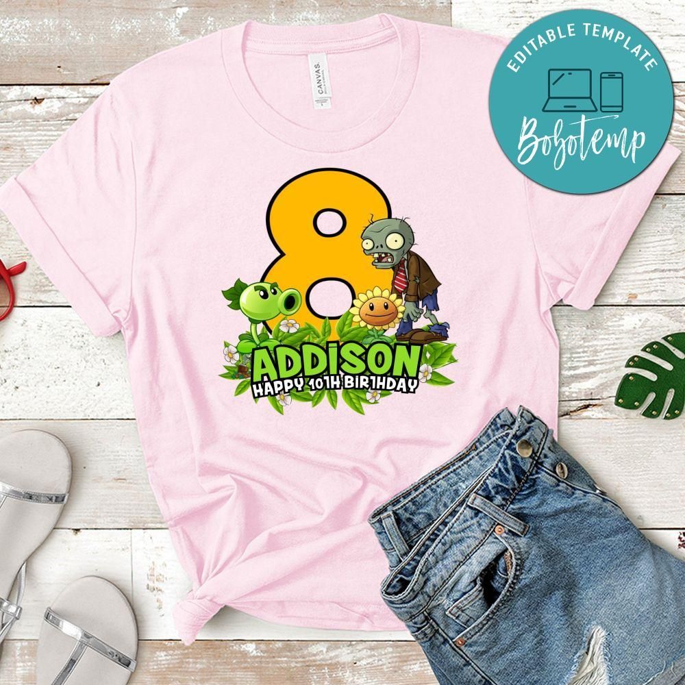 Custom Plants vs Zombies Birthday Shirt for Kid