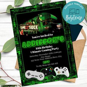 Game Truck Invitation Customizable Template Instant Download