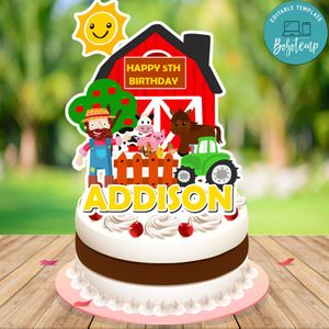 Old MacDonald Farm Birthday Cake Topper Template Printable Instant Download