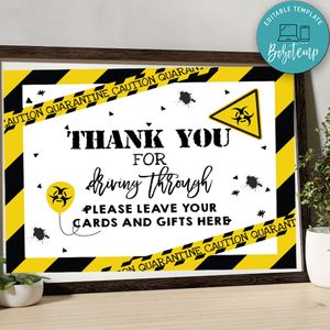 Printable Quarantine Drive Through Party Parade Sign Instant Download