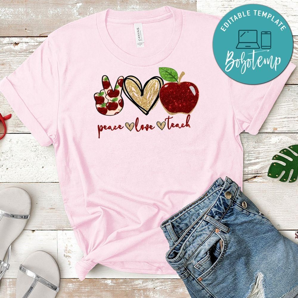 Peace Love Teach Apples PNG file template