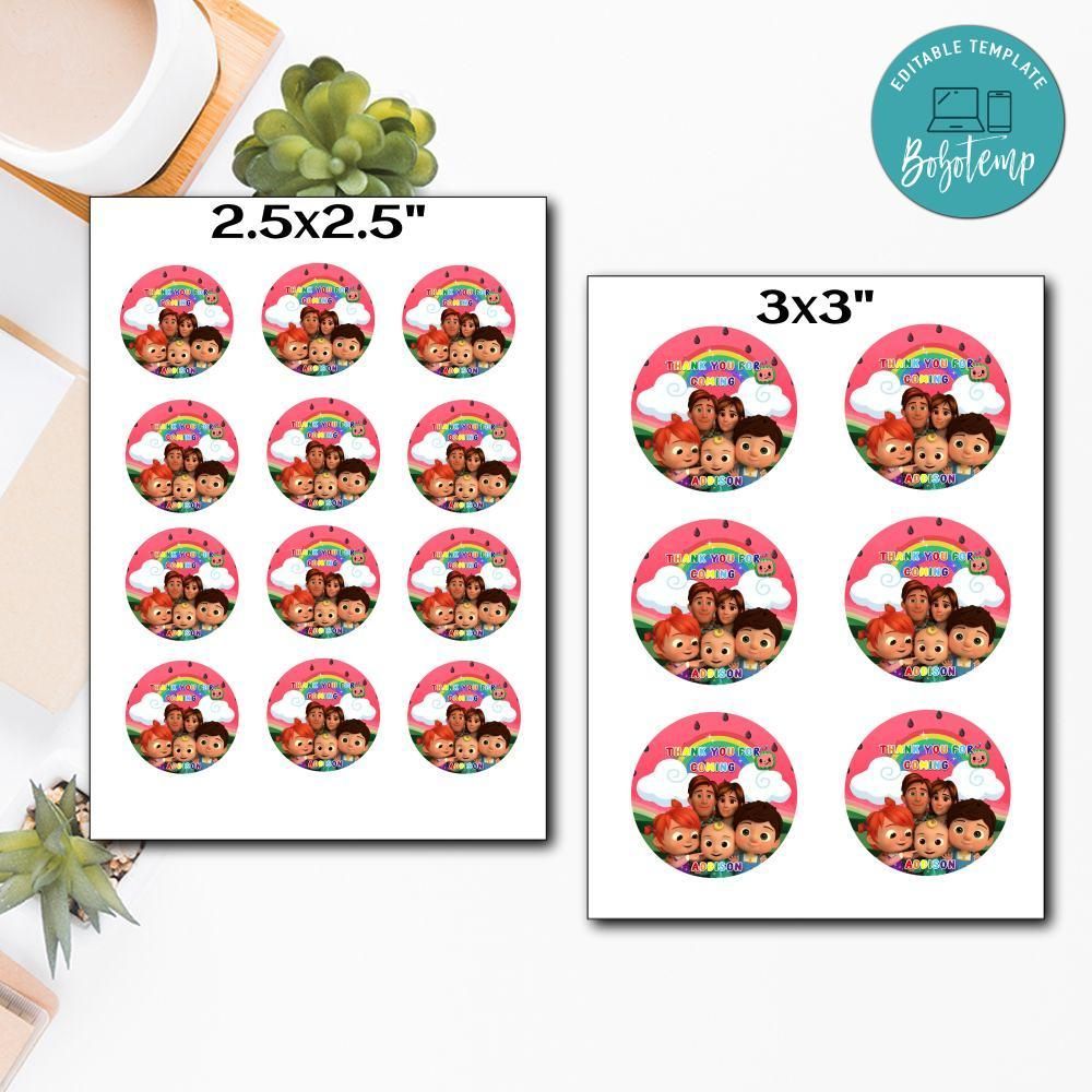 Customized Cocomelon Printed Happy Birthday Stickers Sheet
