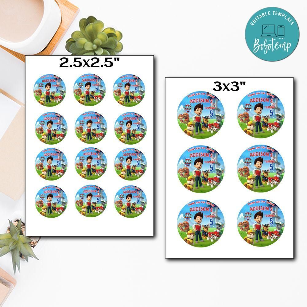 Customized  Paw Patrol Printed Happy Birthday Sticker Sheets