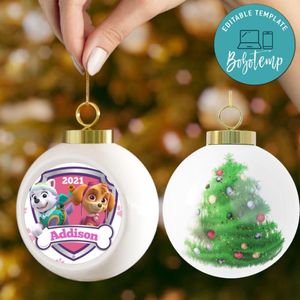 Girl Paw Patrol Christmas Ball Ornament Gift - Kid Christmas Ball Ornament