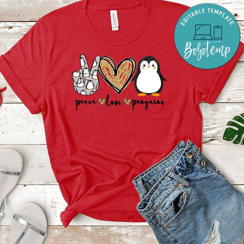 Peace Love Penguins PNG file template
