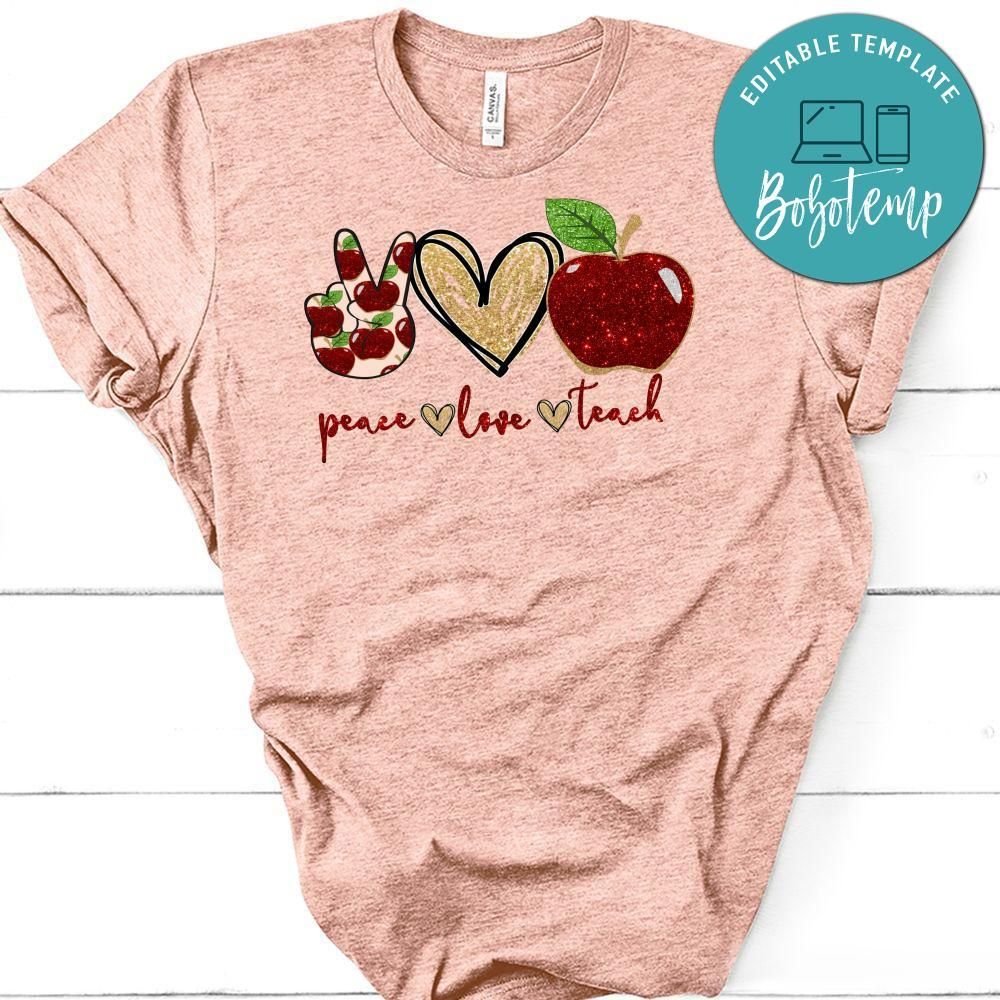 Peace Love Teach Apples PNG file template