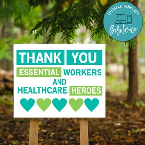 Thank You Essential Workers Outdoor Sign Printable Instant Download