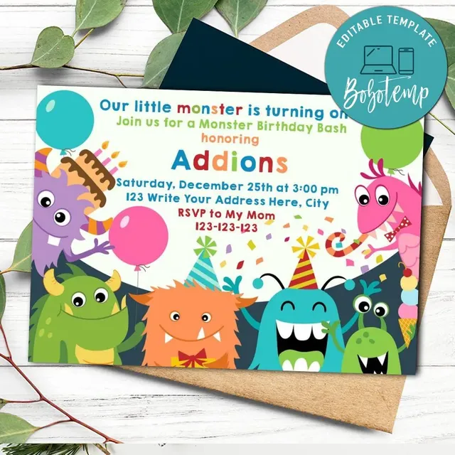 Monster Mash Invitation Customizable Template Instant Download | Bobotemp