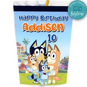Bluey Capri Sun Birthday Labels Digital File Printable Instant Download